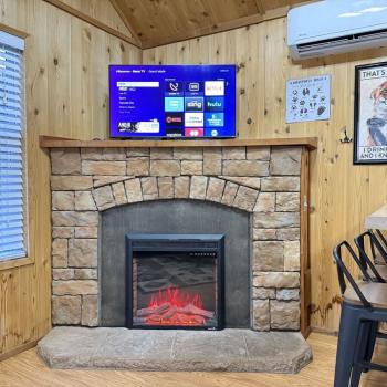 Cozy up by the fire after a beautiful day outdoors.