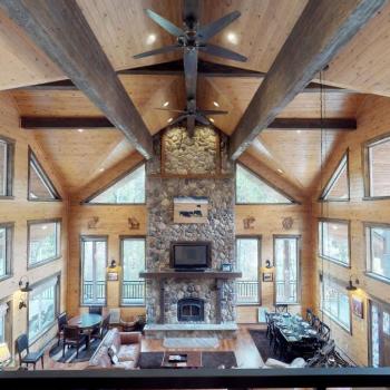 Natural light pours in through large windows, tying it all together with a view of the forest just beyond.