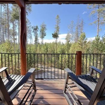 Relax on the back porch and enjoy nature.