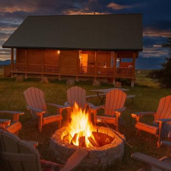 Enjoy the beautiful landscape around the cabin as you enjoy the firepit.