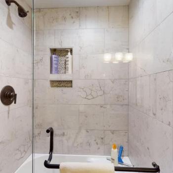 Spacious shower that is perfect after a long day of Yellowstone adventures.