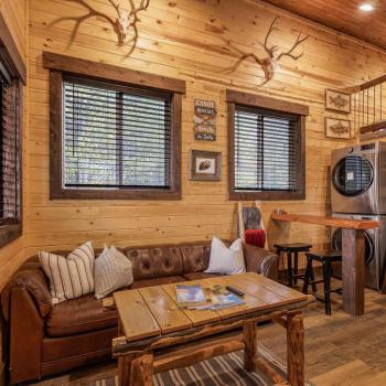 The open great room with rustic cabin decor.