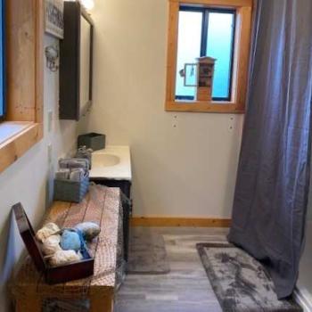 Spacious bathroom with a shower