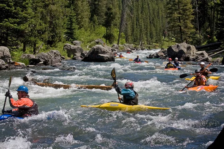 Kayakers running the rapids on the Henry's Fork