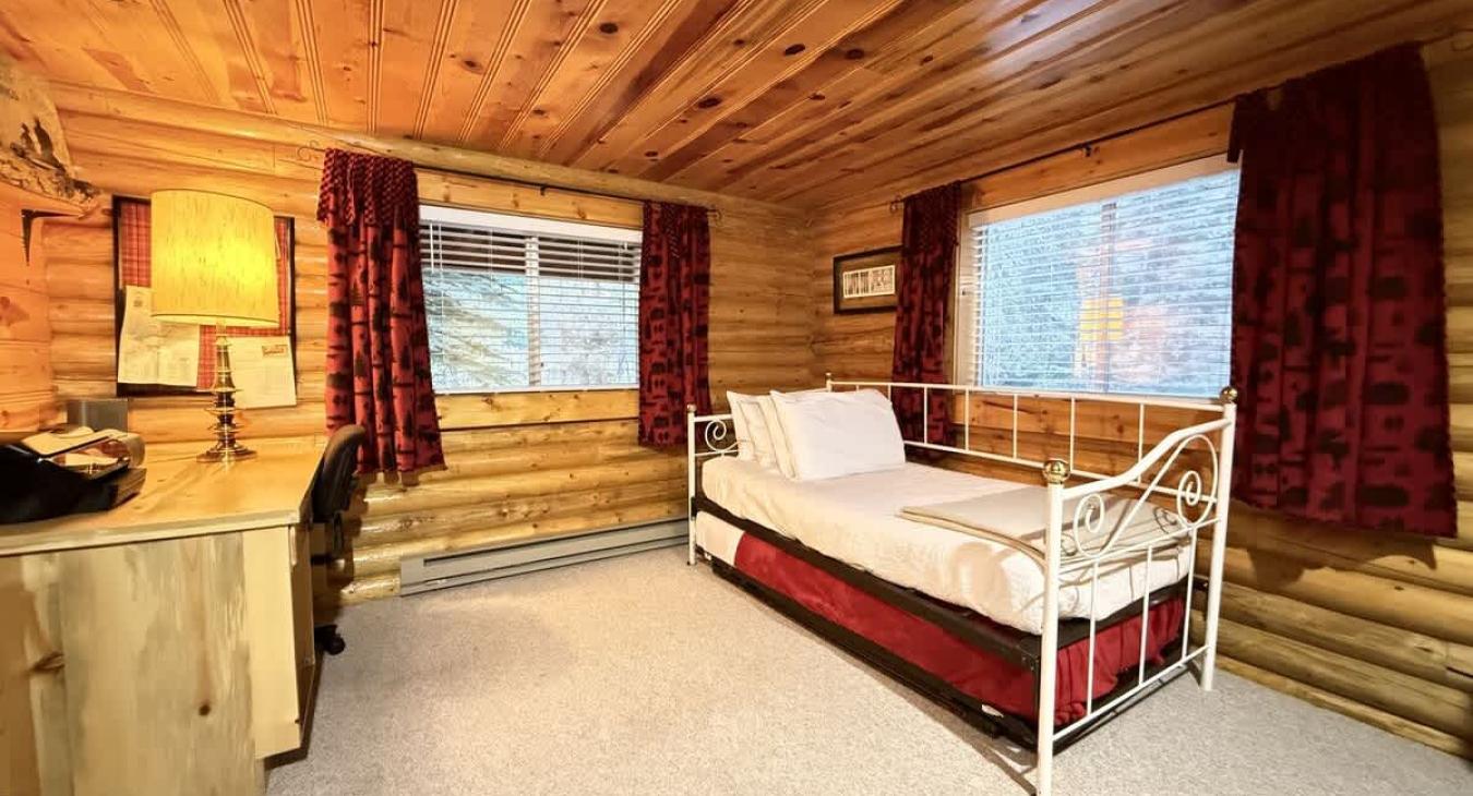 Twin bed with twin trundle bed to comfortably sleep 2.