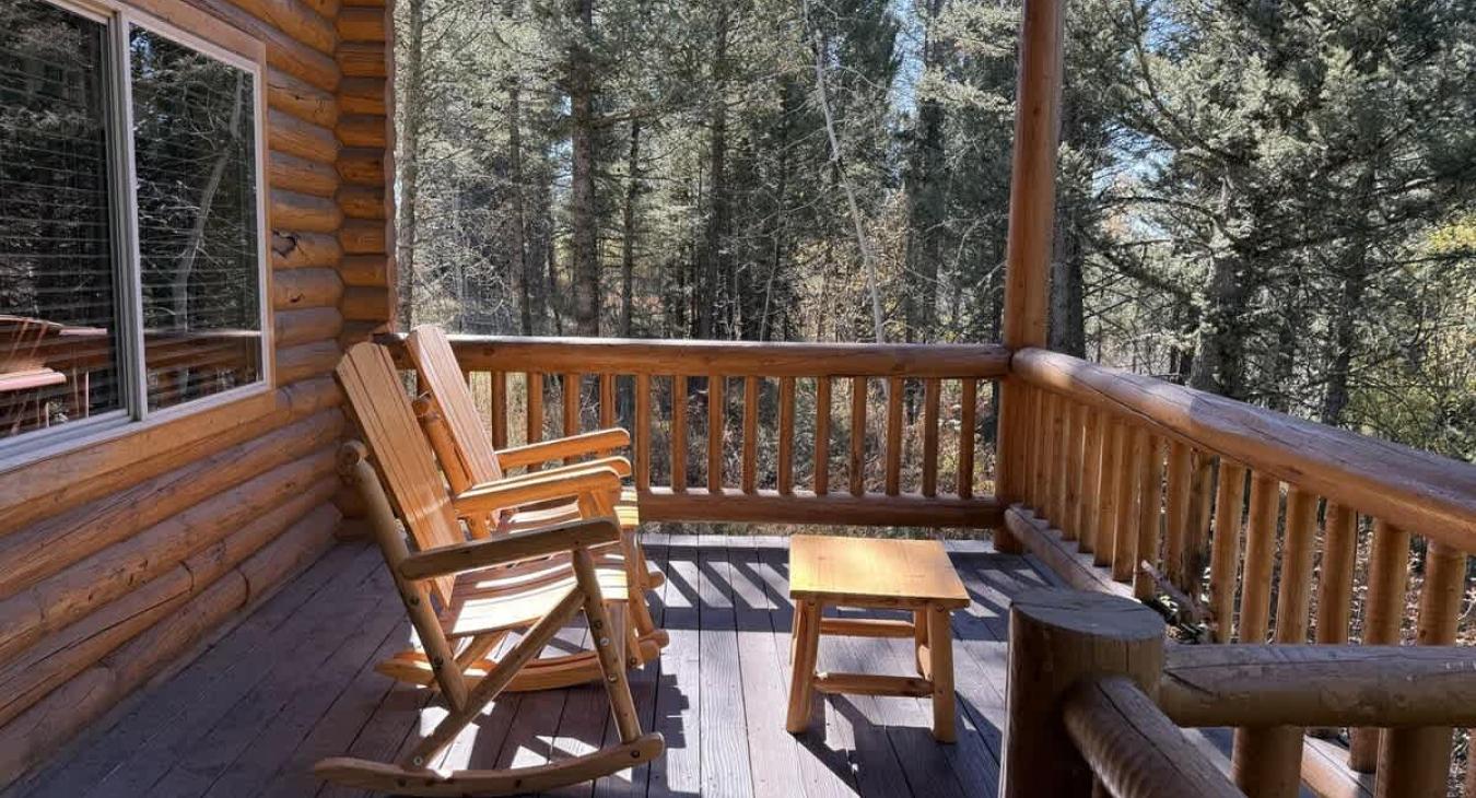 Outdoor deck with seating to relax and enjoy your surroundings.