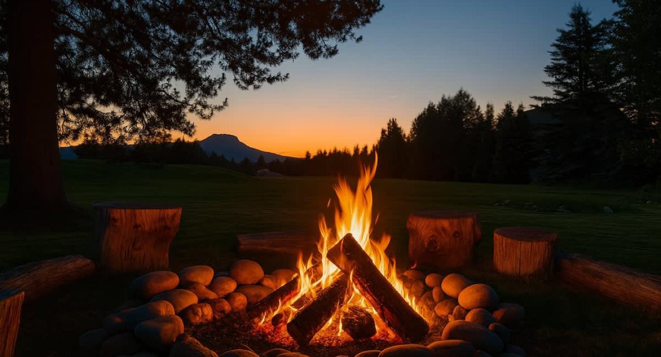 Campfire with beautiful views of Sawtelle Mtn