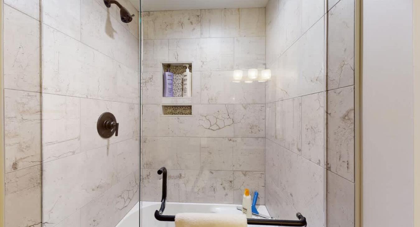 Spacious shower that is perfect after a long day of Yellowstone adventures.