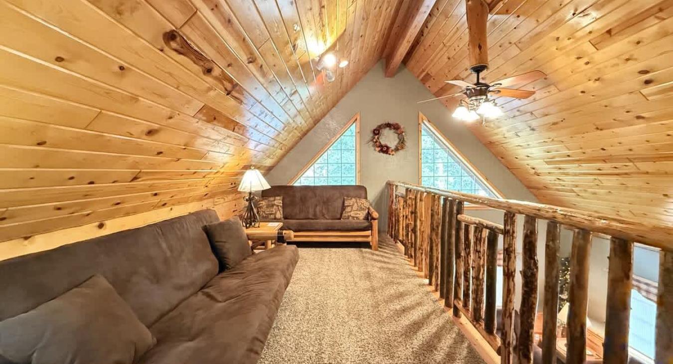 Upstairs loft with 2 full size futons for extra beds.