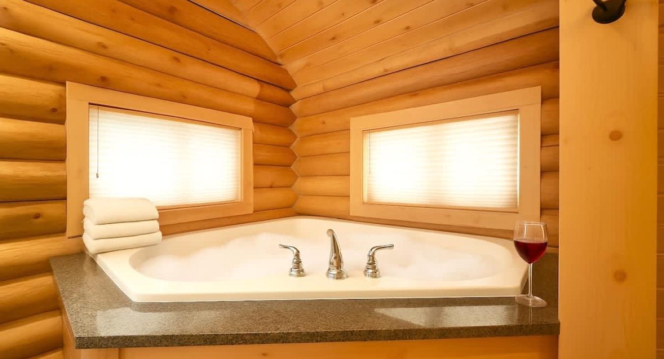 The master bedroom has a jetted tub attached to it.
