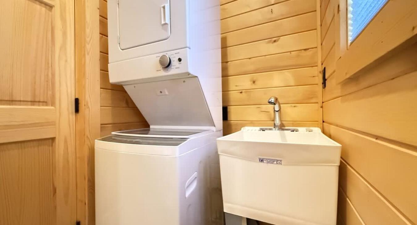 A stacked washer and dryer is also available for your use.