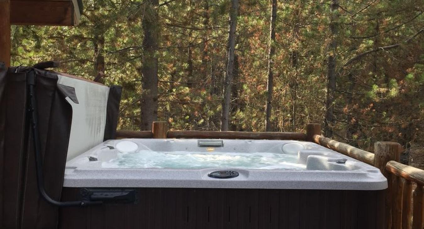 Relax in the hot tub after a long day outdoors.