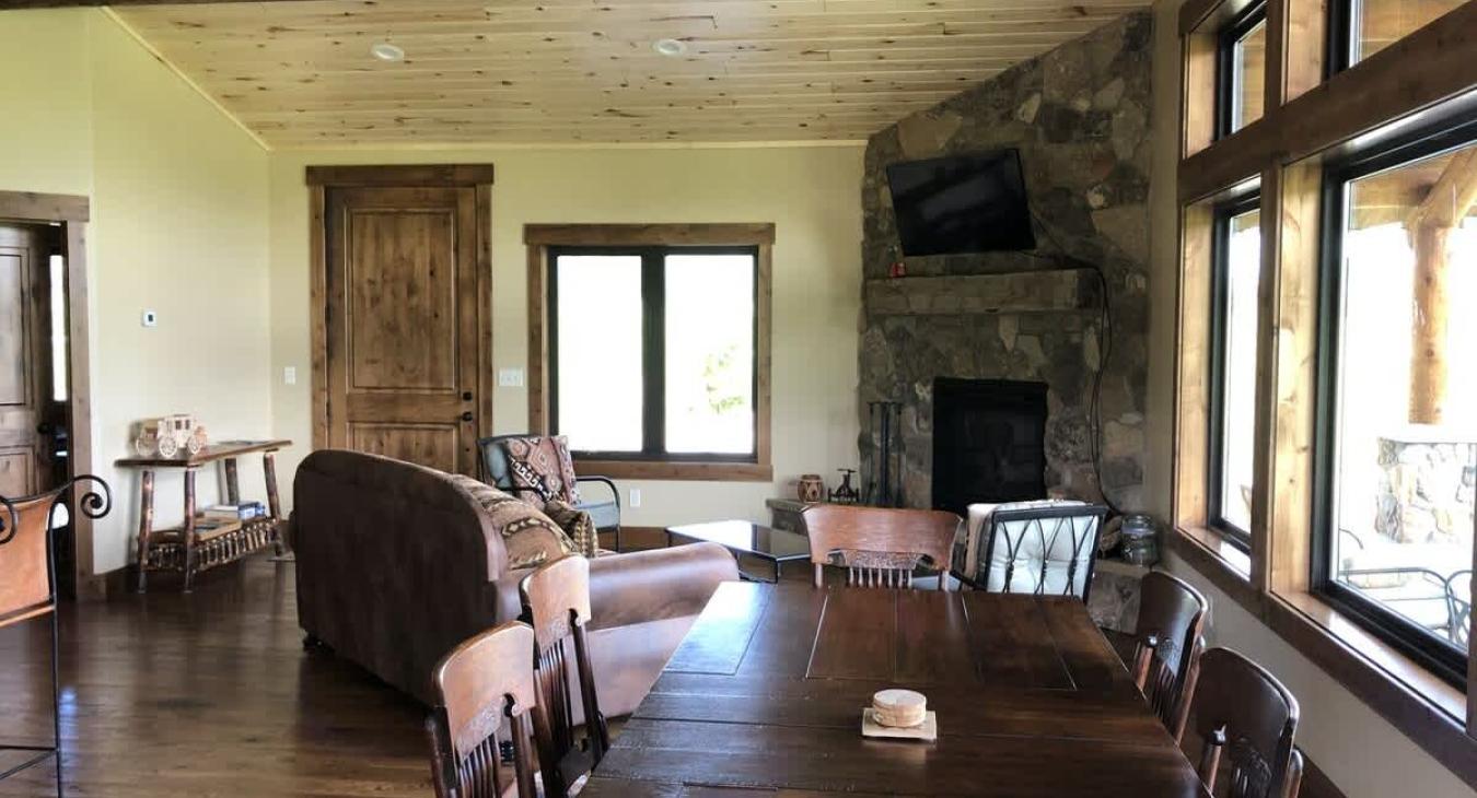 Dining room table that seats 8.