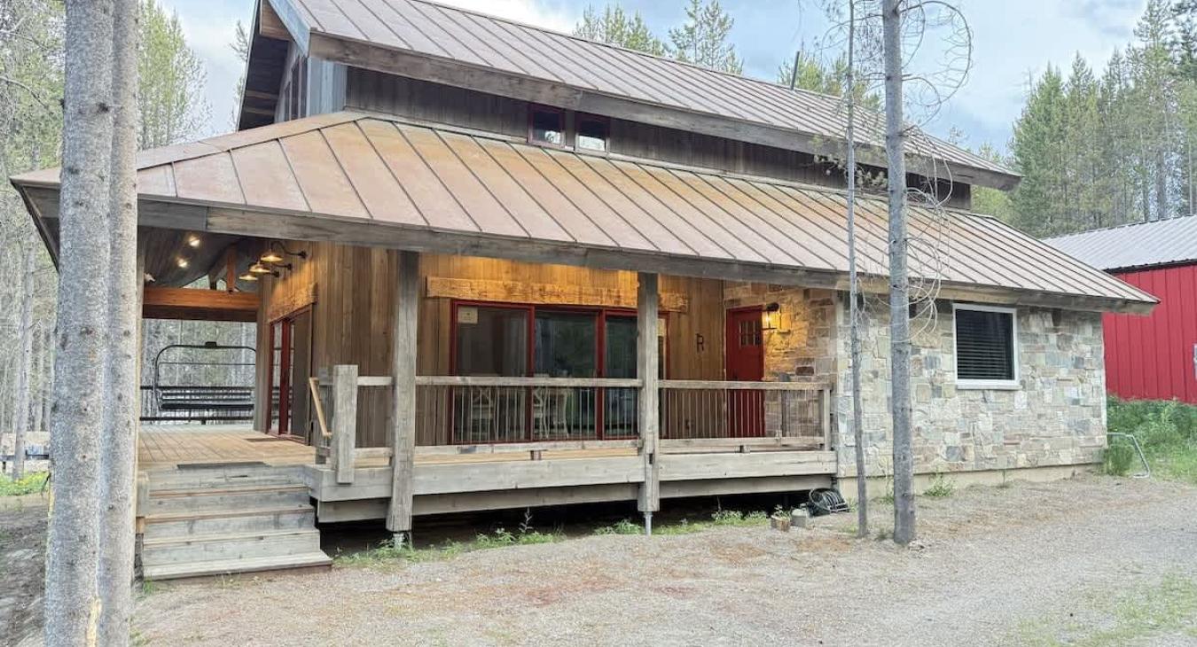 View from the kitchen island to the stairway