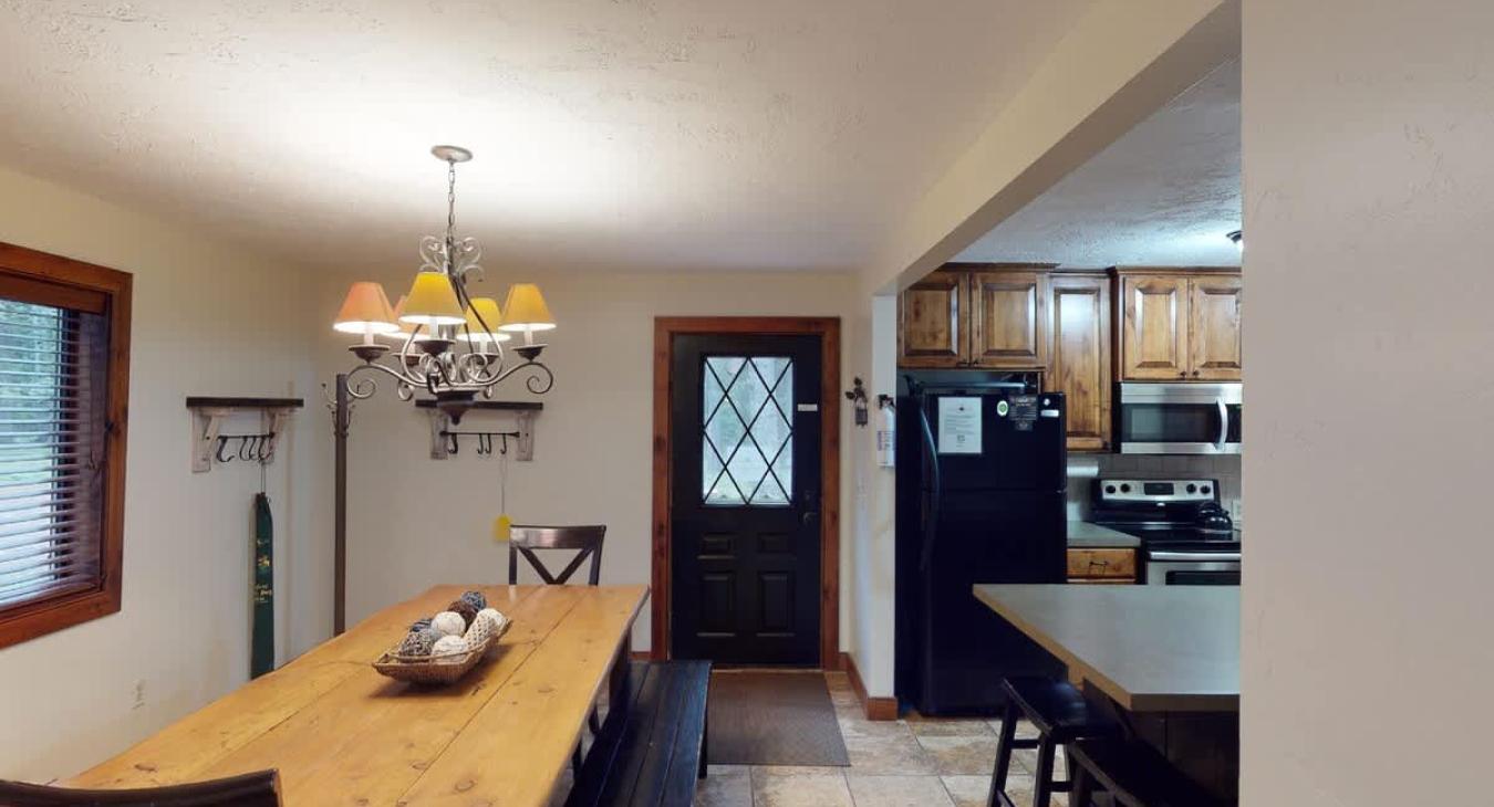 From the dining room you can access the back porch.