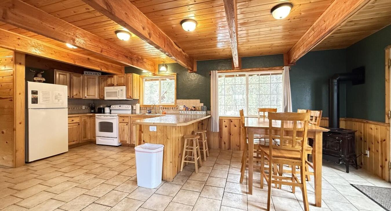Full kitchen with appliances, dishes, and spices for you to use.