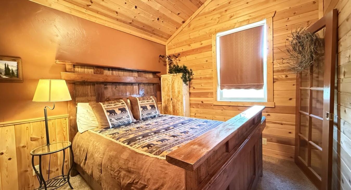 The other bedroom upstairs has a queen bed.