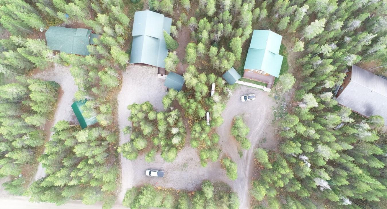 Aerial view of the cabin.
