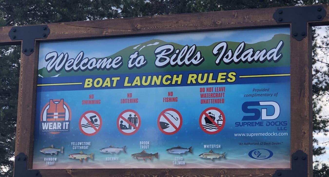 Bill's Island boat launch rules.