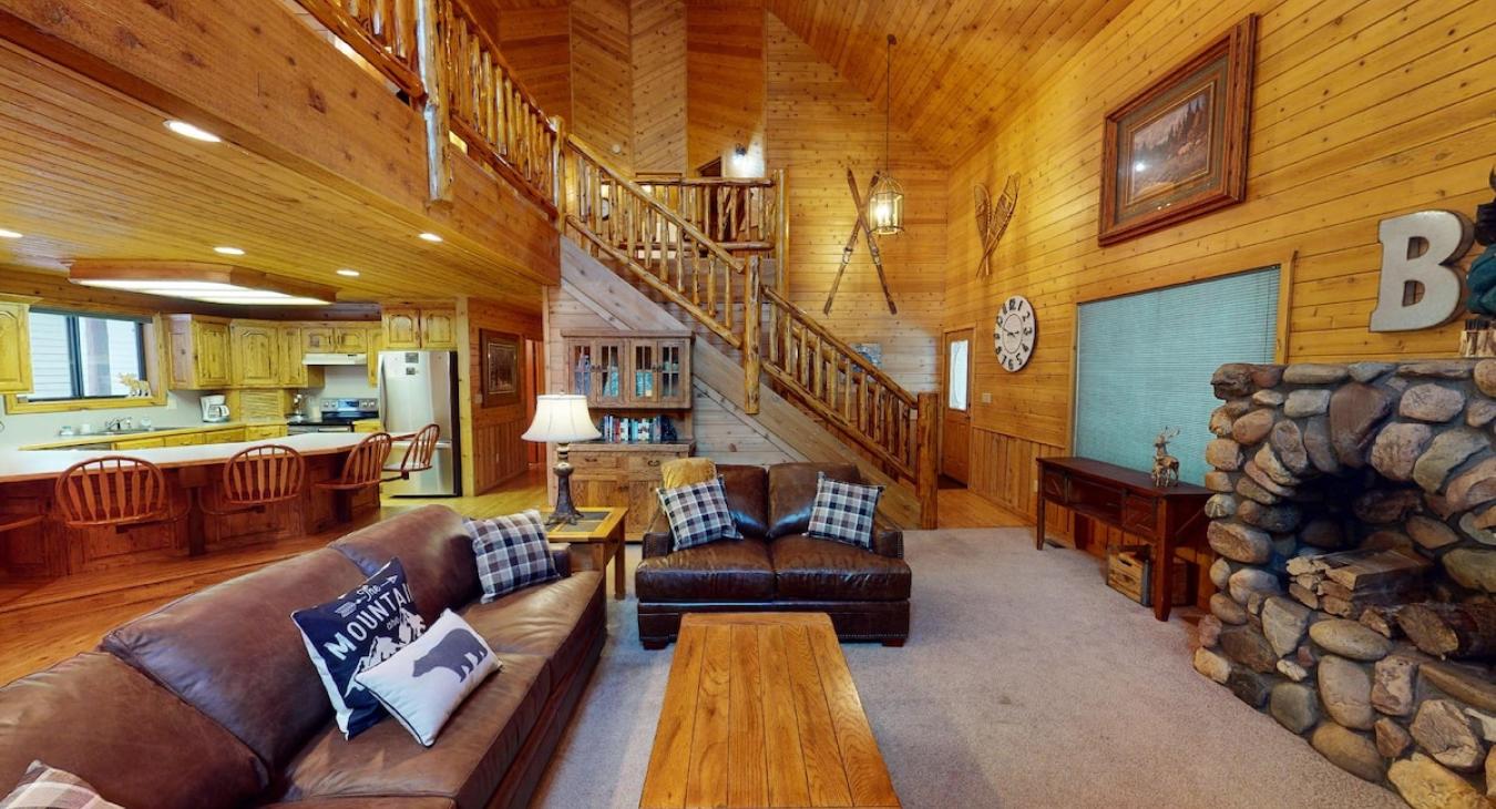 Living room with fireplace.