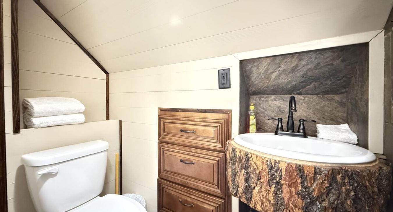 Toilet area of the bathroom.