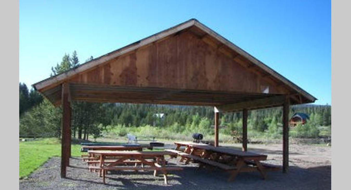 The picnic pavilions are great for family reunions at the Yellowstone Lux.