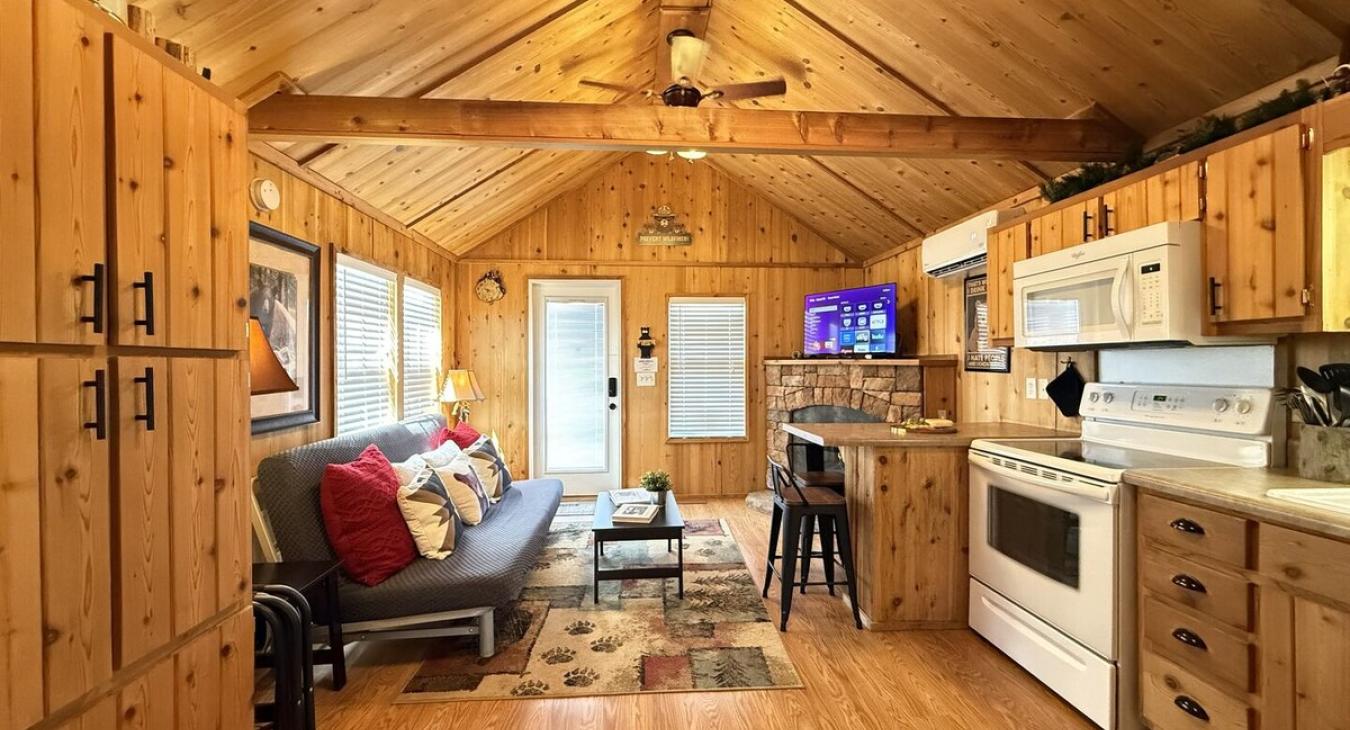 View from the bedroom of the living area.