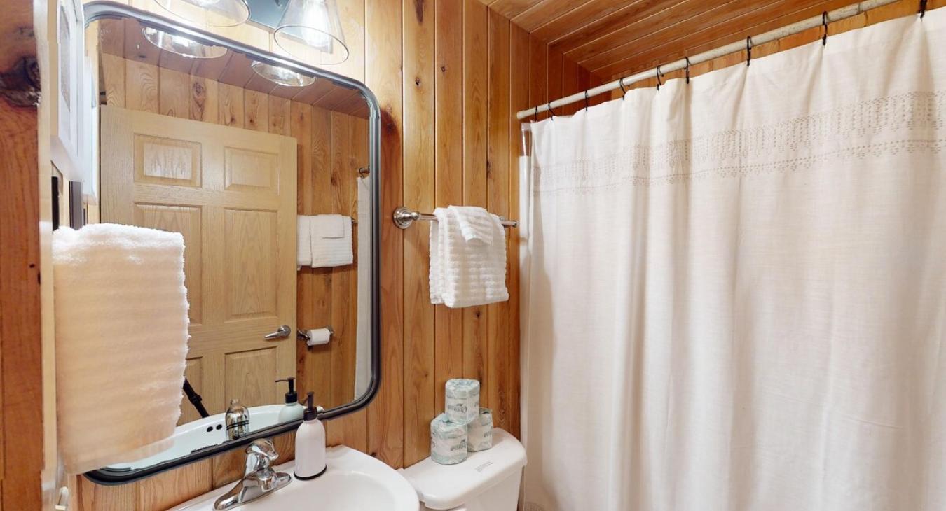 Full size shared bathroom.