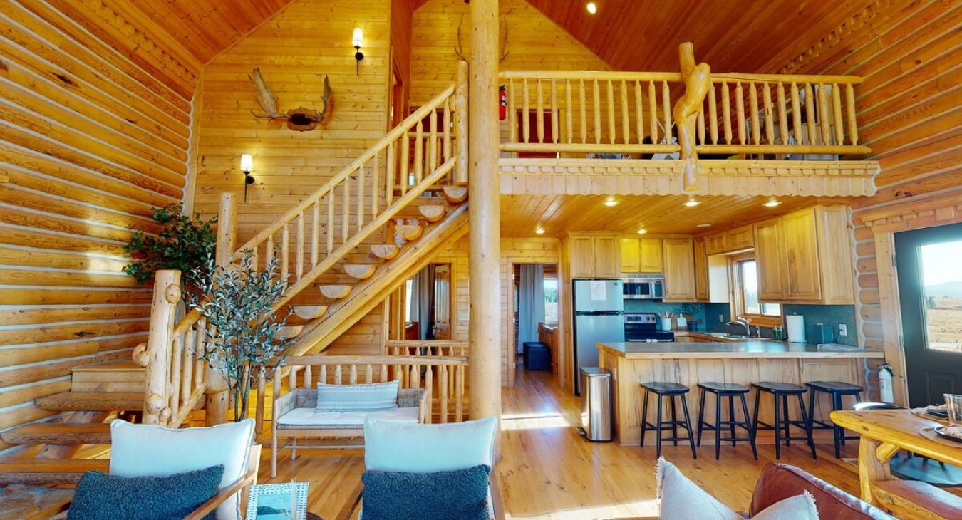 Access the upper level through the stairs pictured here.