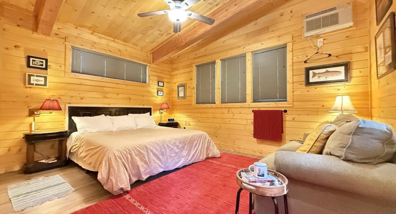 Master bedroom is equipped with a King size bed.