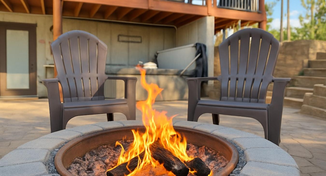 Cozy up around the fire pit while the kids are in the hot tub.