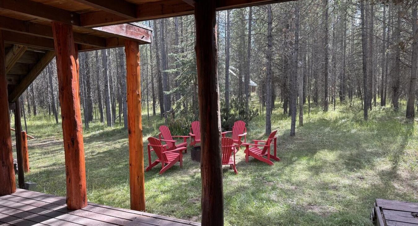 Deck to back yard view.