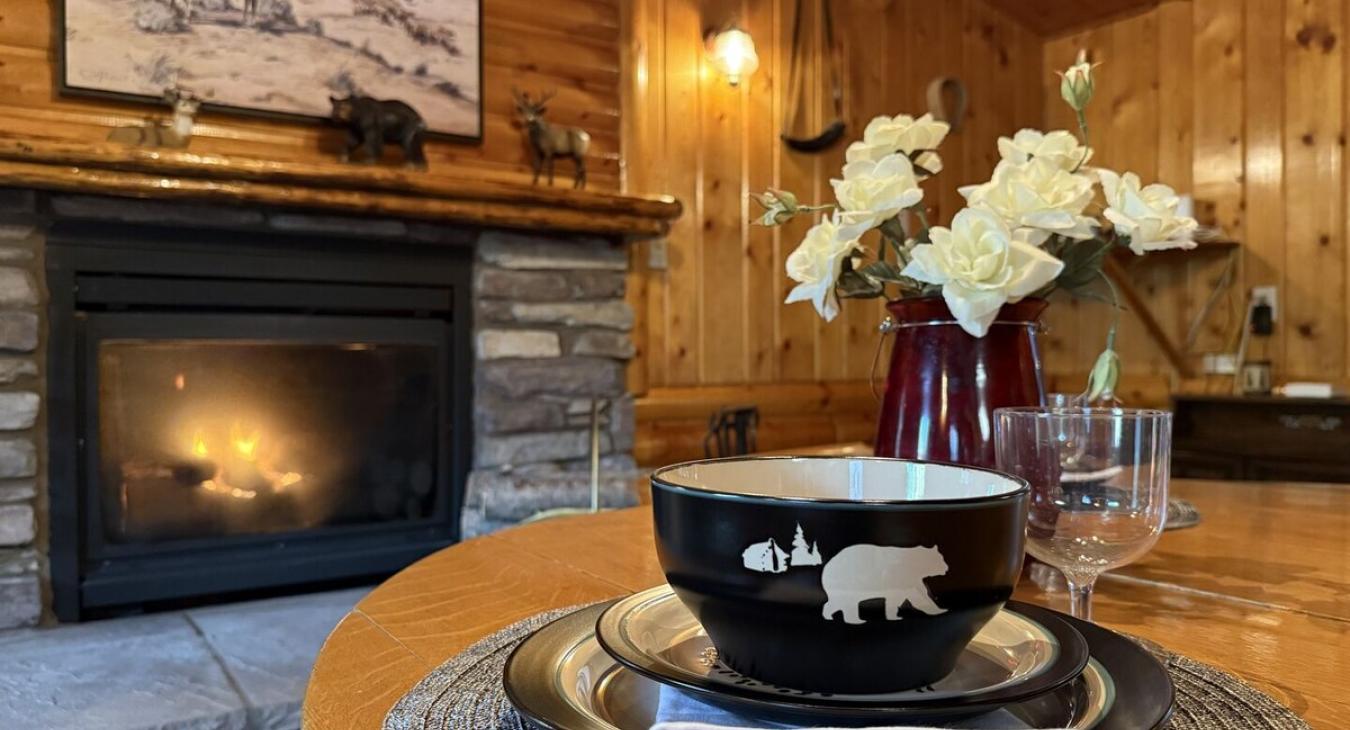 Enjoy the pass through fireplace by the dining room and living room.