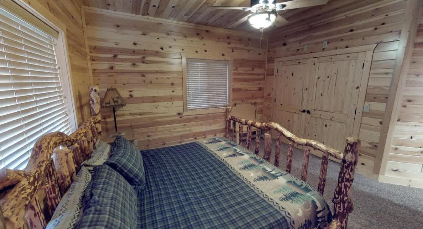 Lots of natural light pours in the room during the day from the two windows.