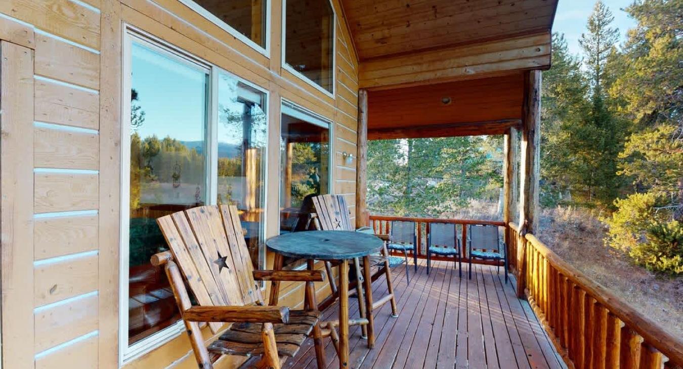 Seating is also available on the deck outside.