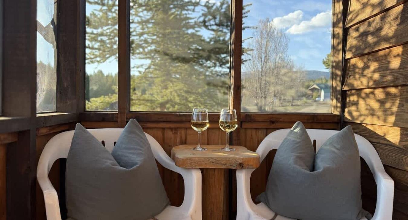 Screened in porch perfect for relaxing, but also being protected from the bugs.