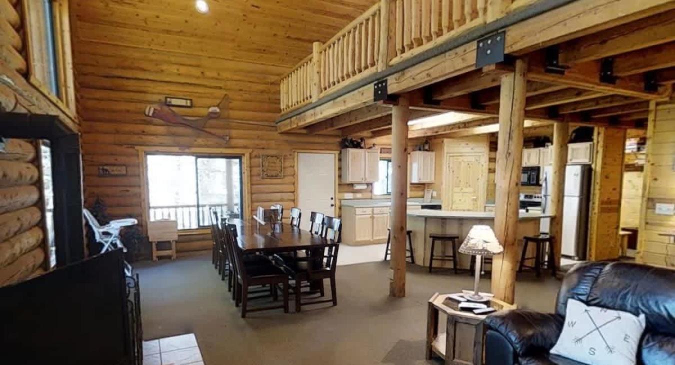 Lots of natural light flows into the cabin from the large windows.