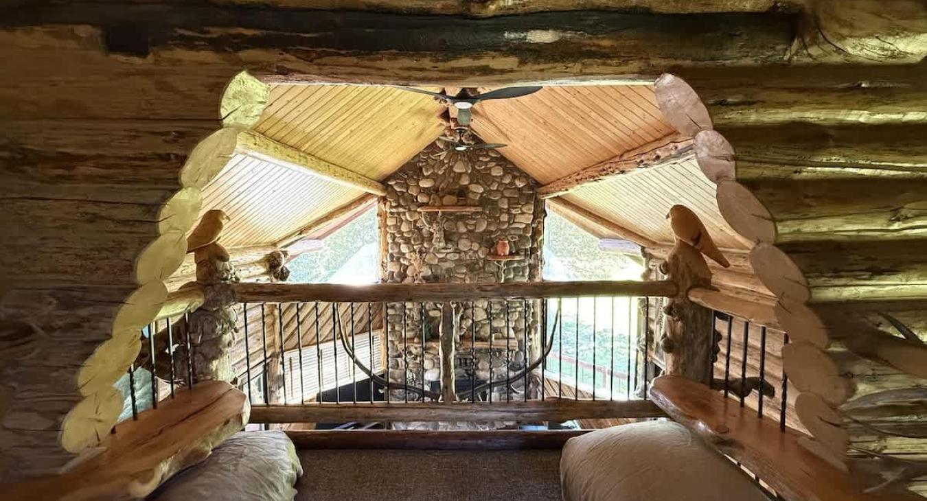 Beautiful loft area with seating.