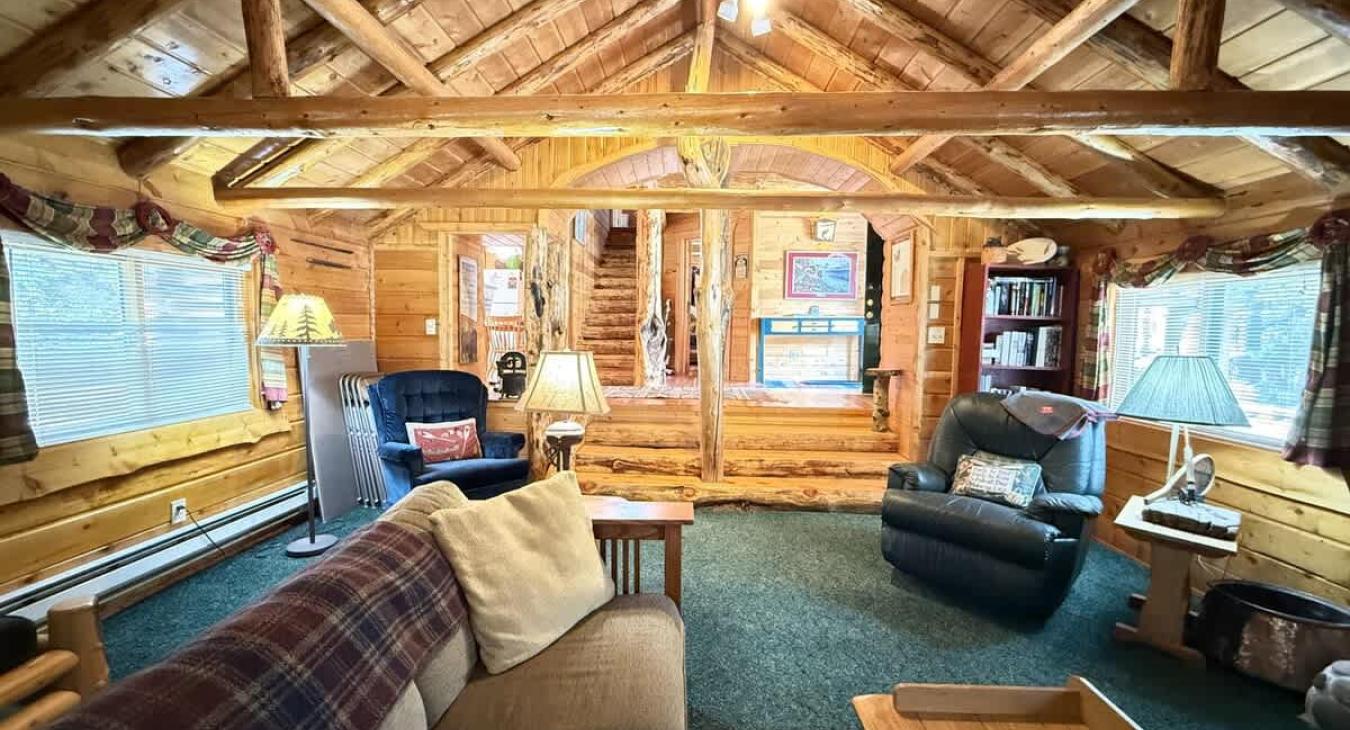 Large living room with plenty of space for everyone.