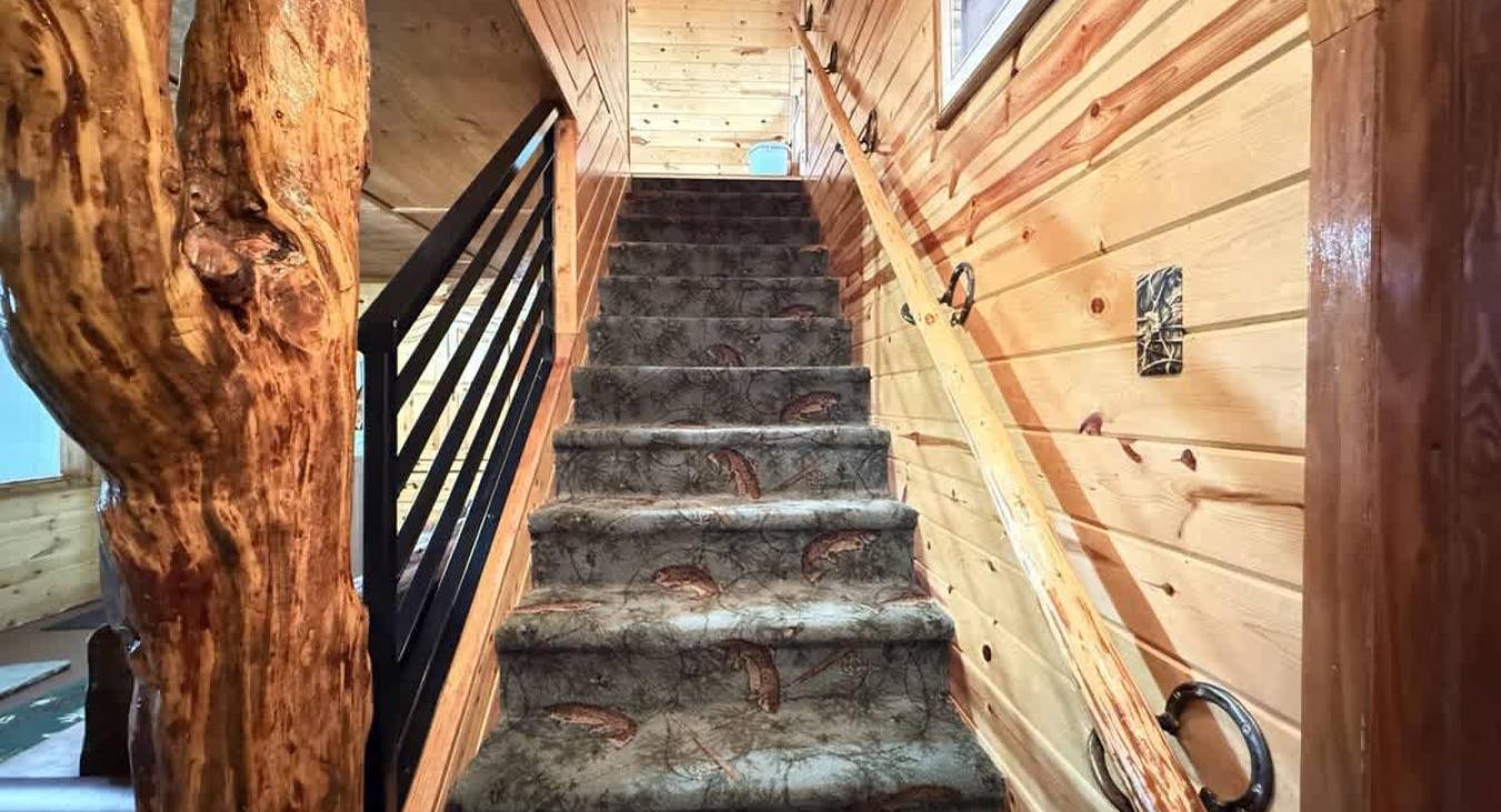 View of stairs from the basement