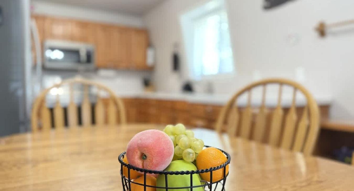 Table to the kitchen view.