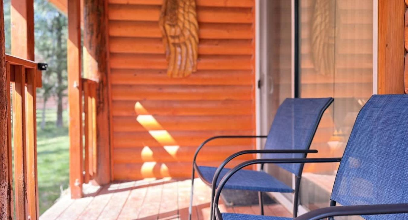 Back porch overlooking the fire pit.