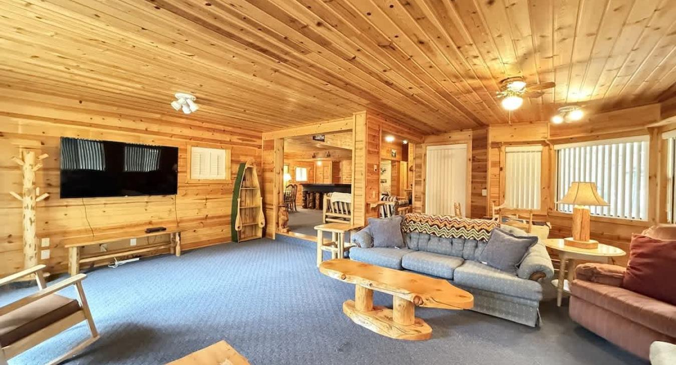 Smart tv available in the living room. That looks really fake make it look more natural