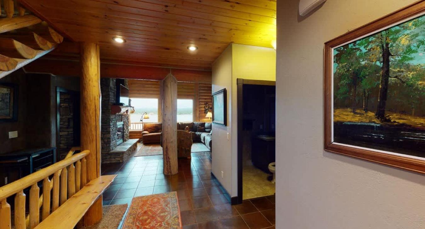 View of the main level from the stairs.