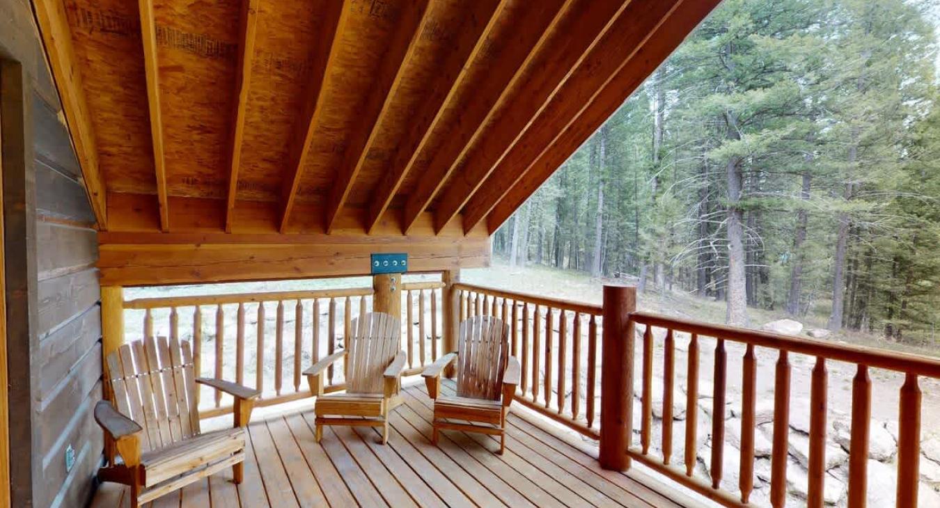 Access to the deck is available through this room.