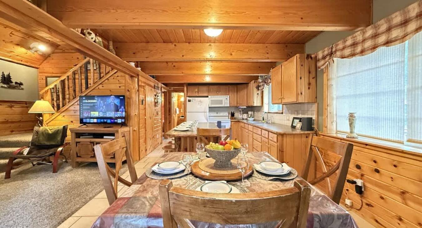 Dining room seating with seats for 4 people.