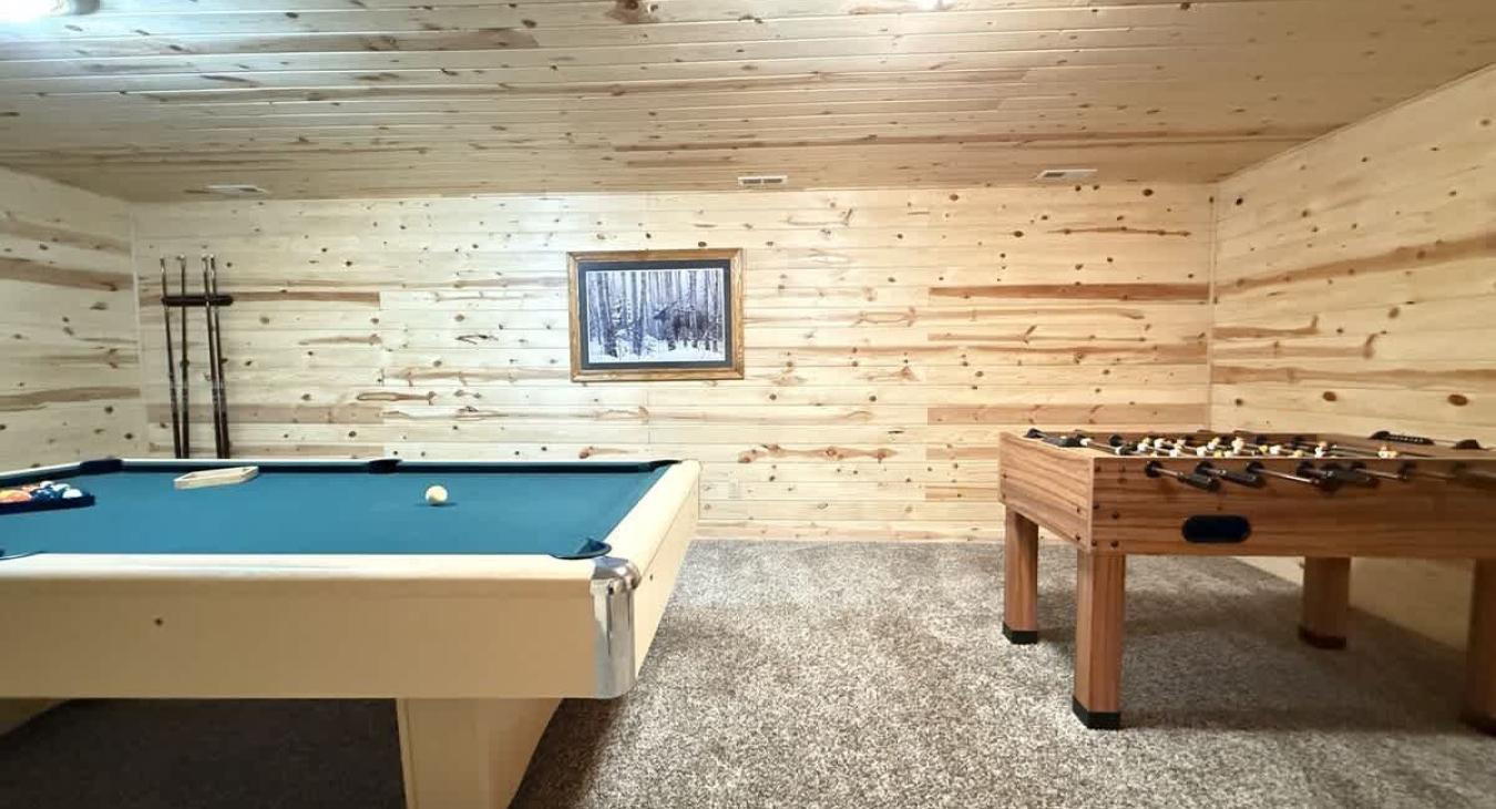 This room also has a Foosball table.