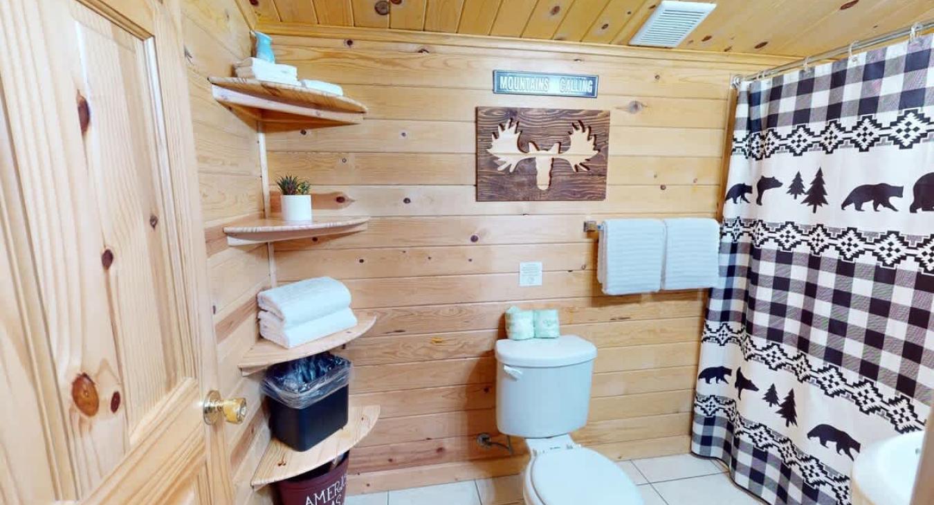 Storage in the bathroom for clean towels and your belongings.