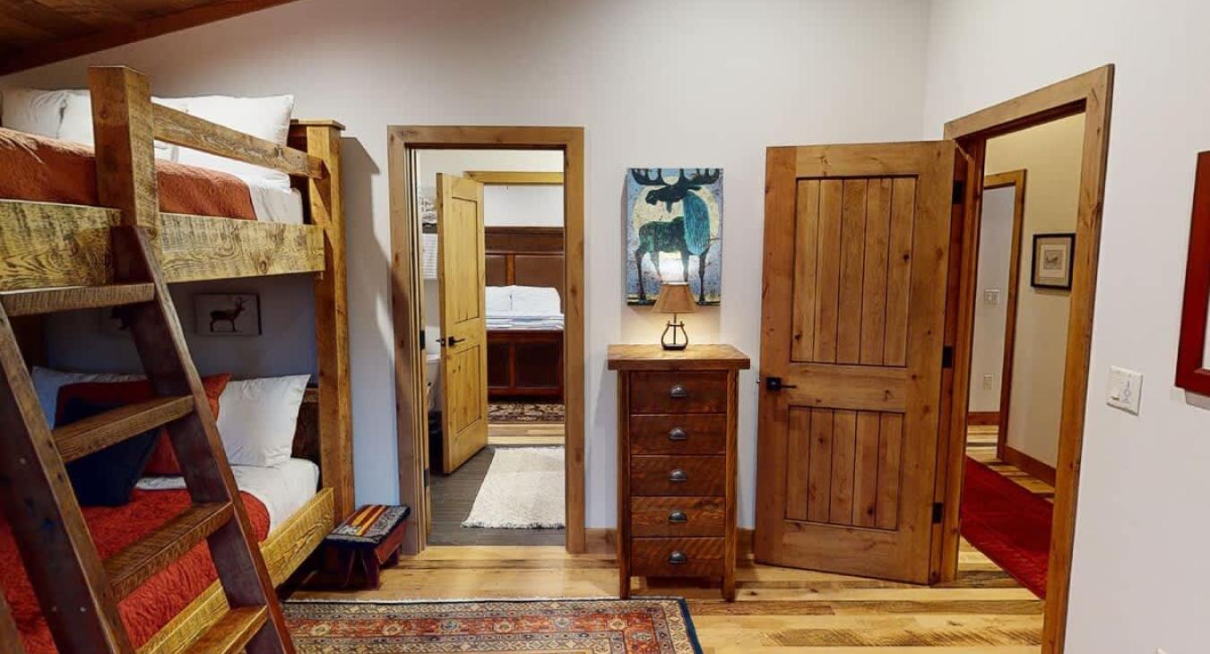 View of the connected bathroom from the bunk room.