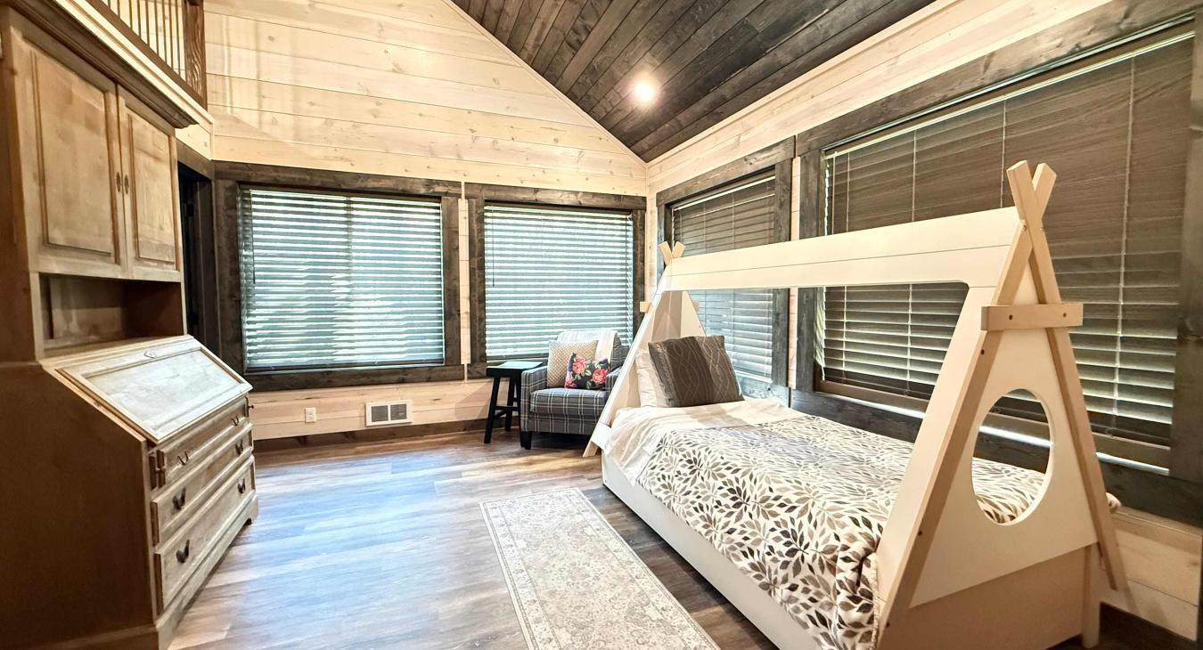 Twin trundle beds in the room off the master bedroom.
